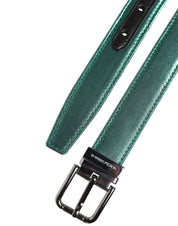 Dolce & Gabbana Green Black Polyester Metal Buckle Belt Dolce & Gabbana
