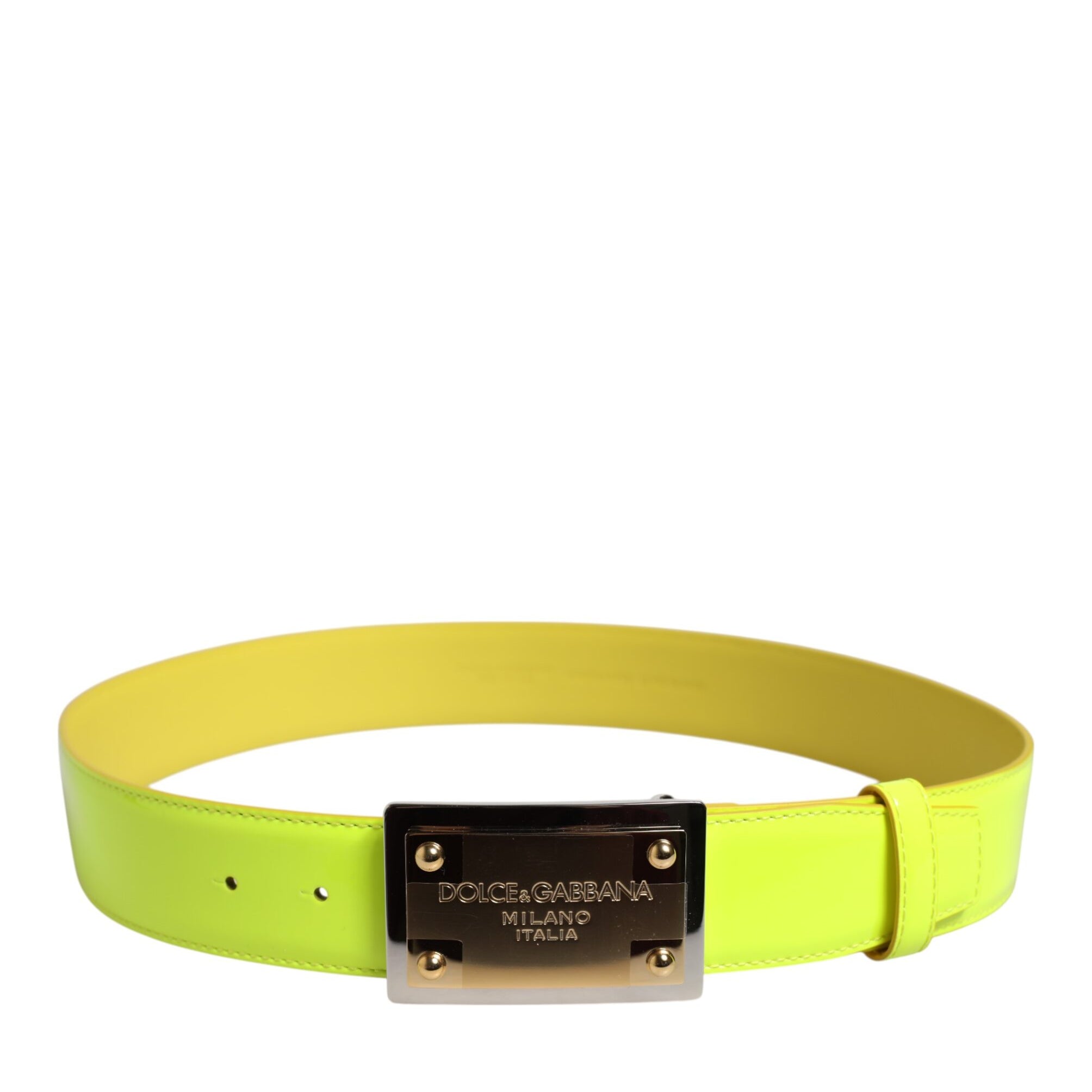 Dolce & Gabbana Yellow Green Classic Metal Logo Buckle Belt Dolce & Gabbana