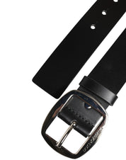 Black Leather Classic Metal Buckle Belt