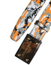 Multicolor Camouflage Metal Logo Buckle Belt