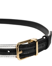 Black White Patchwork Gold Metal Buckle Belt