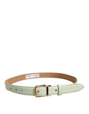 Light Green Leather Gold Metal Buckle Belt