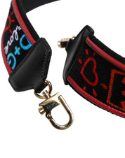 Black Cotton Printed Women Bag Accessory Shoulder Strap