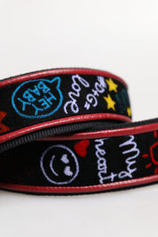 Black Cotton Printed Women Bag Accessory Shoulder Strap