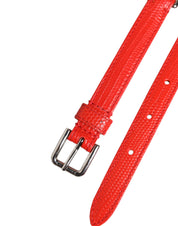 Dolce & Gabbana Red Leather Silver Chain Floral Cintura Belt Dolce & Gabbana