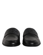 Black Calfskin Leather Slip On Loafers Shoes