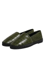 Green Exotic Leather Espadrilles Slip On Shoes