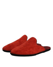 Orange Suede Slides Flat Slipper Shoes