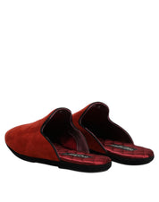 Orange Suede Slides Flat Slipper Shoes