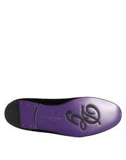 Black DG Crown Embroidery Loafers Slip On Shoes