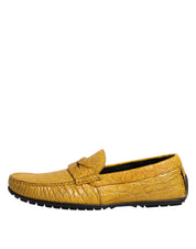 Yellow Exotic Leather Loafers Slip On Shoes