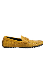 Yellow Exotic Leather Loafers Slip On Shoes