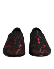 Red Black Jacquard Slip On Men Loafers Shoes