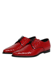 Red Exotic Leather Lace Up Dress Derby Shoes