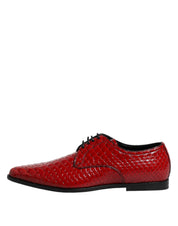 Red Exotic Leather Lace Up Dress Derby Shoes