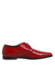 Red Exotic Leather Lace Up Dress Derby Shoes