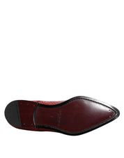 Red Exotic Leather Lace Up Dress Derby Shoes