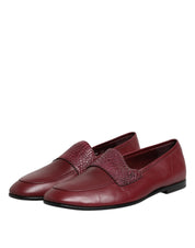 Dolce & Gabbana Burgundy Calfskin Leather Formal Slip On Shoes Dolce & Gabbana
