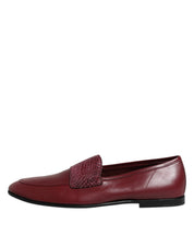 Dolce & Gabbana Burgundy Calfskin Leather Formal Slip On Shoes Dolce & Gabbana