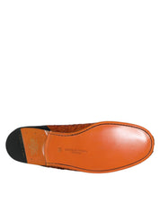 Orange Sequin Embellished Men Loafers Shoes