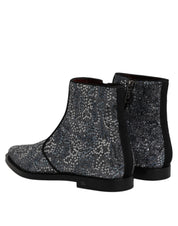 Dark Gray Cotton Sequined Chelsea Boots Shoes