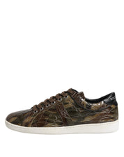 Brown Exotic Leather Low Top Sneakers Shoes