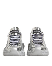 Silver Leather Super Queen Sneakers Shoes