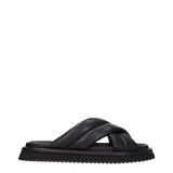 Black Leather Slippers