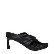 Black Leather Stiletto Heel Sandals