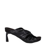 Black Leather Stiletto Heel Sandals