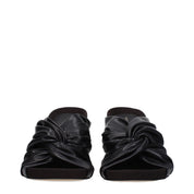 Black Leather Stiletto Heel Sandals