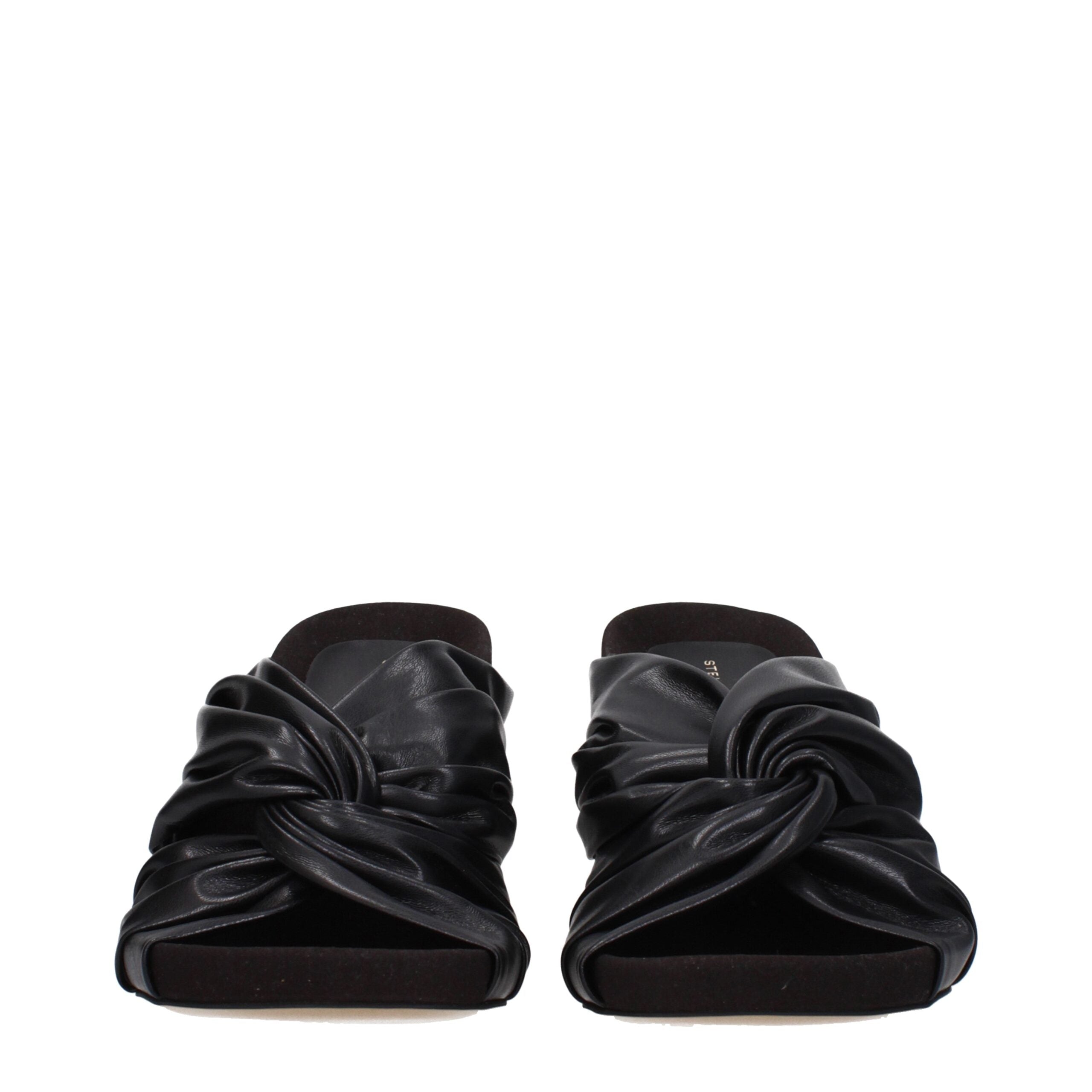 Black Leather Stiletto Heel Sandals