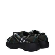 Green Fabric Slip-On Loafers