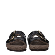 Black Leather Slippers