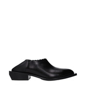 Black Leather Mules