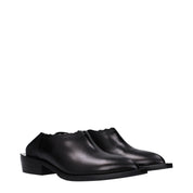 Black Leather Mules
