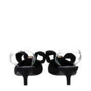 Black Satin Flat Sandals
