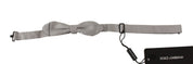 Gray 100% Silk Faille Adjustable Neck Bow Tie Papillon