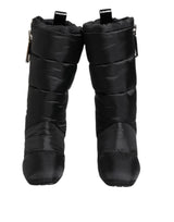 Black Padded Mid Calf Logo Heel Boots Shoes
