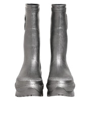 Metallic Silver Pull On Rain Boots Shoes
