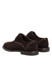 Brown Velvet Lace Up Oxford Dress Shoes