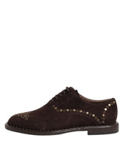Brown Velvet Lace Up Oxford Dress Shoes
