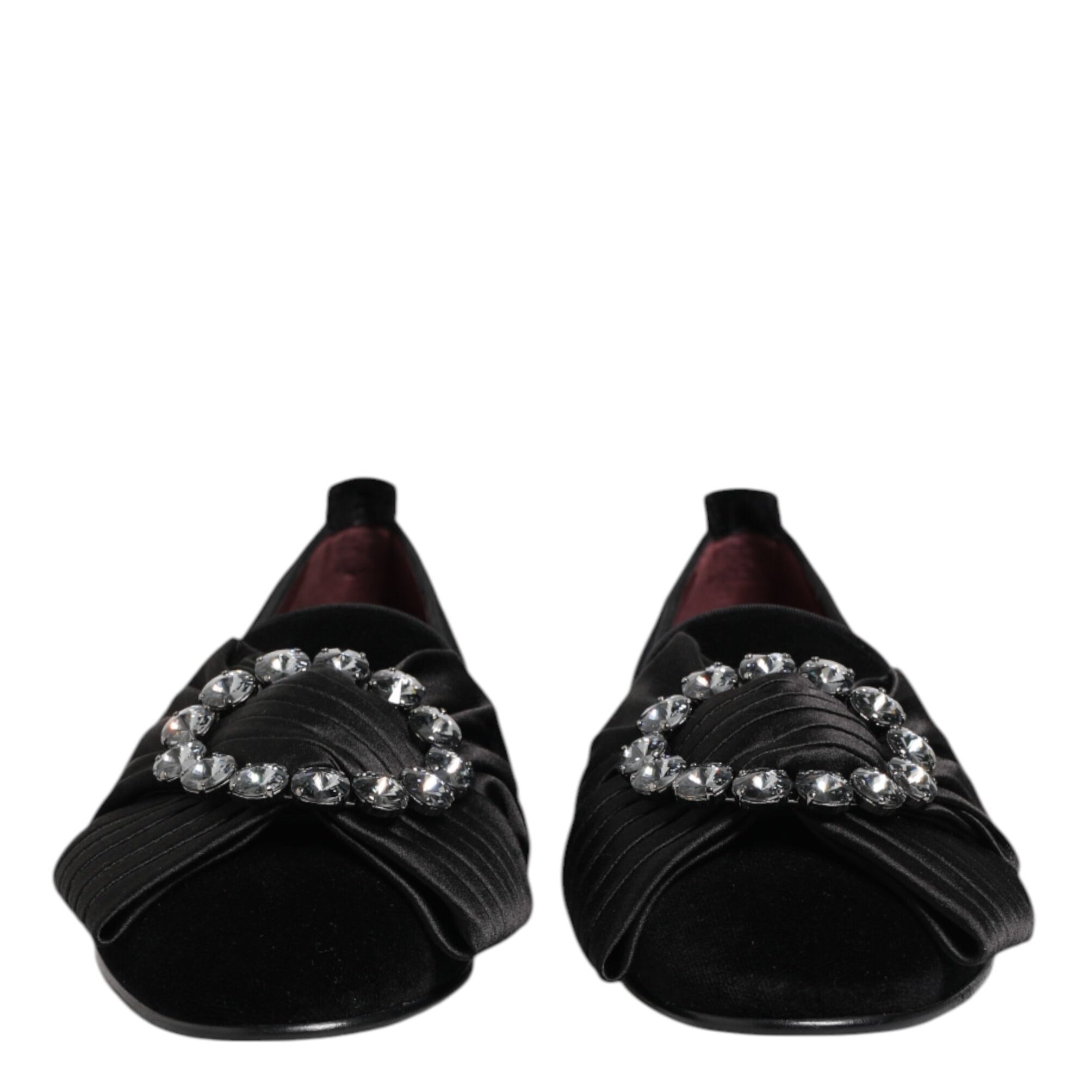 Dolce & Gabbana Black VATICANO Crystal Ribbon Slip On Shoes Dolce & Gabbana