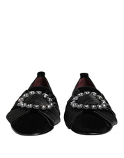 Dolce & Gabbana Black VATICANO Crystal Ribbon Slip On Shoes Dolce & Gabbana