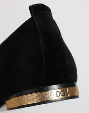 Dolce & Gabbana Black VATICANO Crystal Ribbon Slip On Shoes Dolce & Gabbana