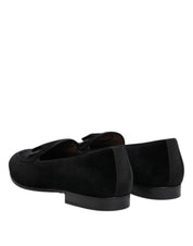 Black Velvet Loafers Formal Men Dress Shoes
