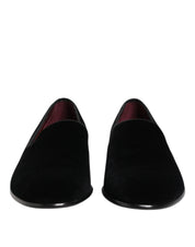 Dolce & Gabbana Black Velvet Slip On Loafers Men Formal Shoes Dolce & Gabbana