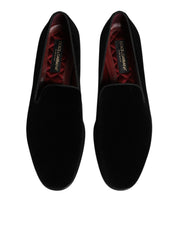 Black Velvet Slip On Loafers Men Formal Shoes