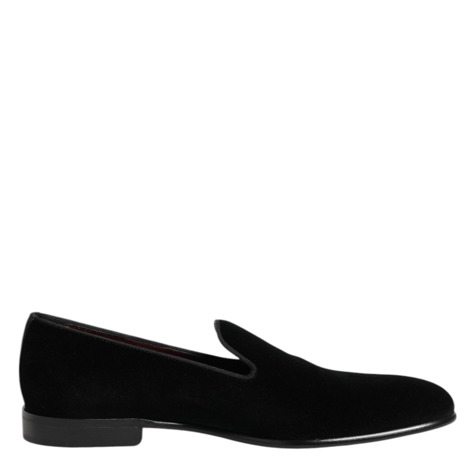 Dolce & Gabbana Black Velvet Slip On Loafers Men Formal Shoes Dolce & Gabbana