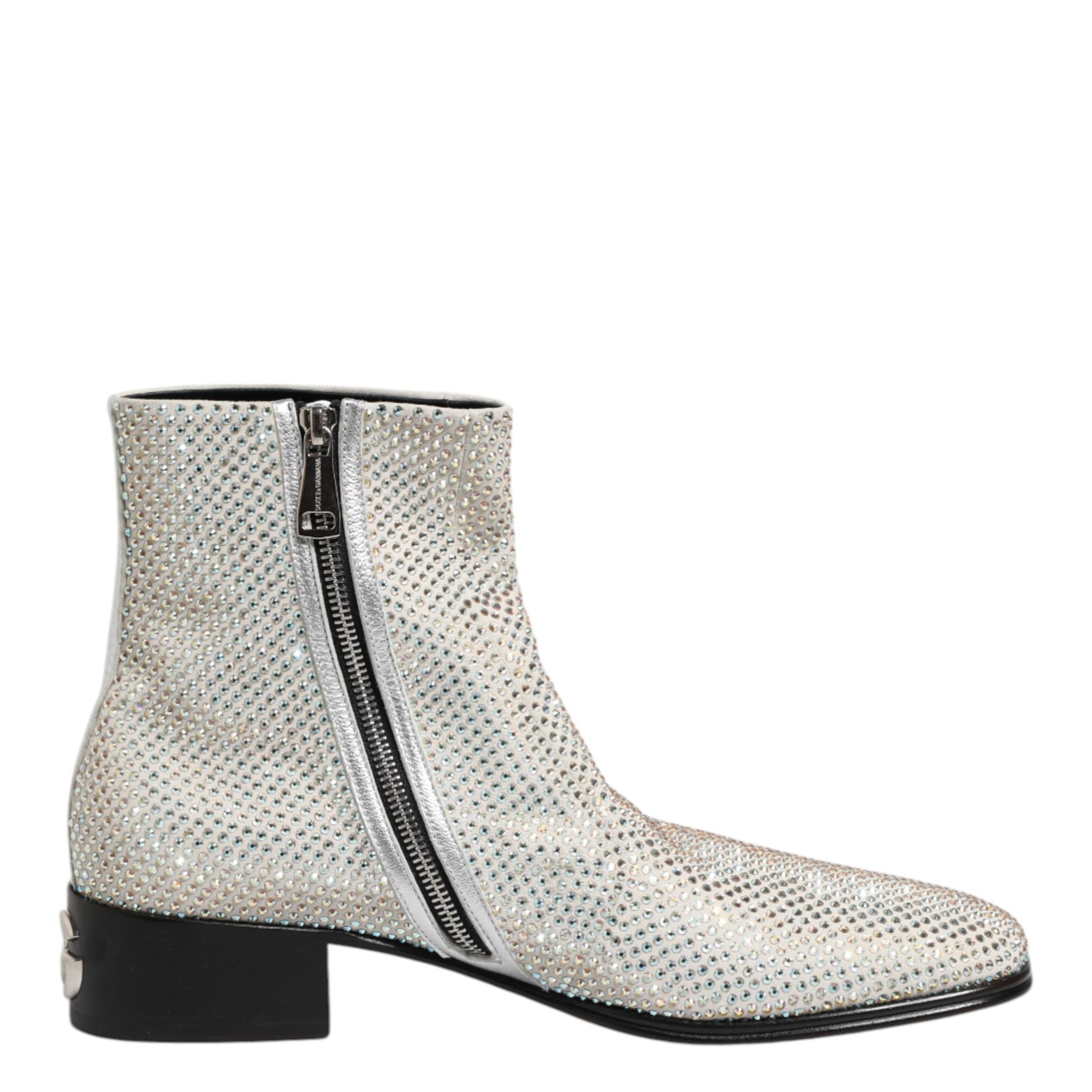 Dolce & Gabbana White Strass DG Logo Heels Ankle Boots Shoes Dolce & Gabbana
